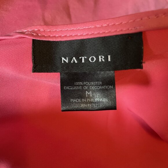 Natori Pink 100% Polyester Satin Chemise Slip Dress with Spaghetti Straps Size M - Picture 5 of 6